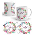 Neves kör alakú virágok bögre