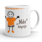 Pálcikaember kisfiús egyedi neves gyerek bögre