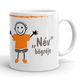 Pálcikaember kisfiús egyedi neves gyerek bögre