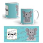 Elefántos bögre fiú vagy lány névvel