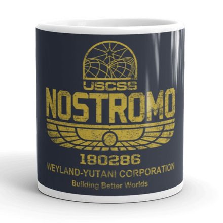 Alien USCSS Nostromo Weyland-Yutani koptatott logós egyedi neves feliratos bögre