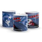 Egyedi névvel kérhető hivatalos sisak grafikás és logós New England Patriots fehér kerámia NFL bögre