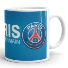 Egyedi névvel kérhető nagy kerek Paris Saint-Germain klubcímeres kék fehér kerámia focis bögre