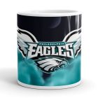 Egyedi névvel kérhető hivatalos sasfejes és szárnyas Philadelphia Eagles fehér kerámia NFL bögre