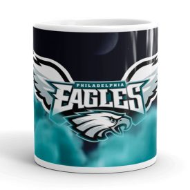 Egyedi névvel kérhető hivatalos sasfejes és szárnyas Philadelphia Eagles fehér kerámia NFL bögre