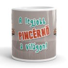 A legjobb pincérnő a világon egyedi neves bögre szürke háttérrel