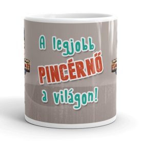 A legjobb pincérnő a világon egyedi neves bögre szürke háttérrel