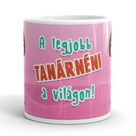 A legjobb tanárnéni a világon egyedi neves bögre rózsaszín színben