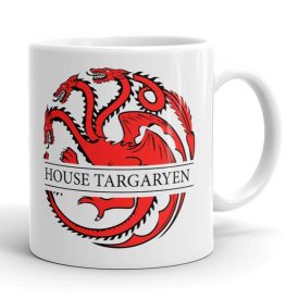 Trónok Harca House Targaryen háromfejű vörös sárkány mintás egyedi neves feliratos bögre