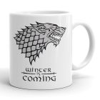 Trónok Harca Stark-ház Winter Is Coming rémfarkas mintás egyedi neves feliratos bögre