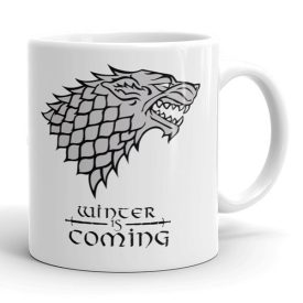 Trónok Harca Stark-ház Winter Is Coming rémfarkas mintás egyedi neves feliratos bögre