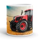 Piros zetor crystal traktor aranysárga búzatáblában fotó háttérrel egyedi neves fehér bögre