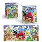 Angry Birds Mérges Madarak gyerek bögre kék háttérrel, sárga és piros madár mintával, egyedi névvel