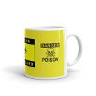 Caution Biohazard feliratos élénksárga fehér kerámia bögre fekete biológiai veszély szimbólummal