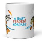 Csukás pergető horgász bögre rablóhalas mintával, wobbler grafikával és egyedi névfelirattal