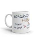Horgászat pihenés és sport feliratos bögre színes akvarell stílusú halakkal és egyedi névvel