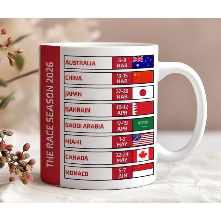 Forma 1 versenynaptár bögre 2026  