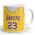 Egyedi névre szóló és mezszámos sárga Los Angeles Lakers kosaras mez mintás fehér kerámia szurkolói bögre
