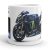 Kék fekete yamaha yzr-m1 verseny motor zöld monster energy karom logóval egyedi neves mintás fehér bögre