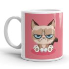 Morcos Grumpy Cat pink alapon egyedi neves vicces irodai bögre