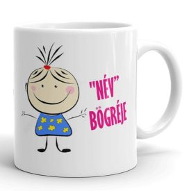 Név bögréje egyedi neves kék ruhás kislányos bögre illusztráció