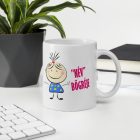 Név bögréje egyedi neves kék ruhás kislányos bögre illusztráció