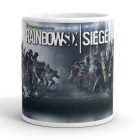 Rainbow Six Siege mintás bögre egyedi névvel feliratozva ajándék ötletként operátorok csapatképével és hivatalos logóval