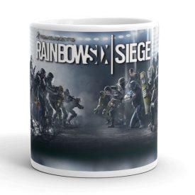 Rainbow Six Siege mintás bögre egyedi névvel feliratozva ajándék ötletként operátorok csapatképével és hivatalos logóval