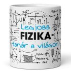 Legjobb fizika-tanár a világon feliratú kerámia bögre matematikai függvények és fizikai képletek grafikájával