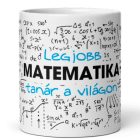 Legjobb matematika-tanár a világon feliratú kerámia bögre matematikai képletek és trigonometrikus egyenletek grafikájával