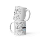 Legjobb matematika-tanár a világon feliratú kerámia bögre matematikai képletek és trigonometrikus egyenletek grafikájával