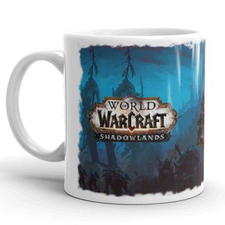 World of Warcraft: Shadowlands mintás bögre egyedi névvel feliratozva ajándék ötletként Bolvar Fordragon karakterével és hivatalos logóval