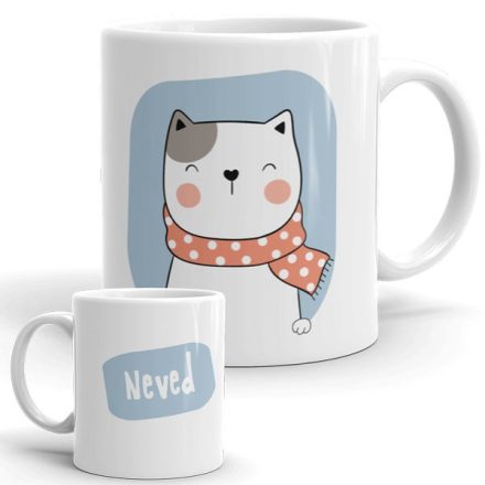 Egyedi névre írható cicás bögre