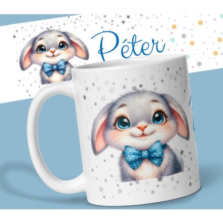 Aranyos nyuszis bögre saját névvel