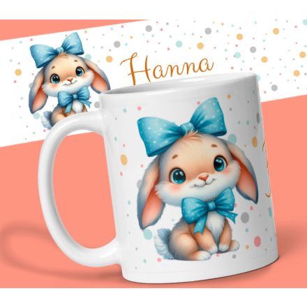 Aranyos nyuszis bögre saját névvel