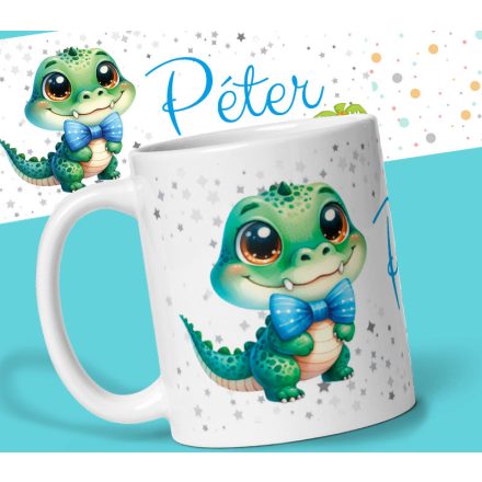 Aranyos dínós bögre saját névvel