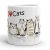 Játékos macskacsordás skicc mintás egyedi neves „I Love Cats” bögre