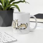 Játékos macskacsordás skicc mintás egyedi neves „I Love Cats” bögre