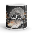 CS:GO mintás bögre egyedi névvel feliratozva ajándék ötletként Counter-Strike logóval és absztrakt grafikával