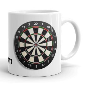 Egyedi névvel kérhető hivatalos pontozású dartstábla mintás fehér kerámia sport bögre
