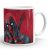 Vörös Deadpool mintás bögre egyedi névvel feliratozva ajándék ötletként sötétvörös grunge háttérrel