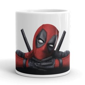 Deadpool mintás bögre egyedi névvel feliratozva ajándék ötletként Marvel és képregény rajongóknak