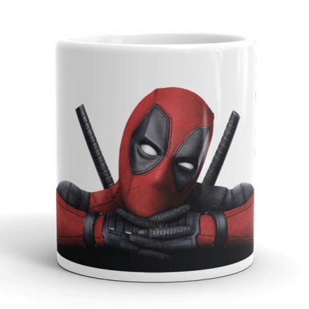 Deadpool mintás bögre egyedi névvel feliratozva ajándék ötletként Marvel és képregény rajongóknak