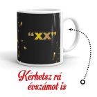 Boldog születésnapot fényképes és egyedi számmal kérhető fekete arany konfettis bögre