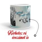 Boldog születésnapot fényképes és egyedi számmal kérhető türkiz ezüst lufis bögre