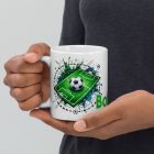 Focis bögre – hálós gólos design, egyedi névvel