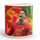 Egyedi névvel kérhető 17-es portugál mezes Cristiano Ronaldo grafikás fehér kerámia focis bögre