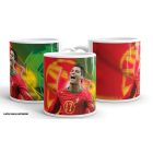Egyedi névvel kérhető 17-es portugál mezes Cristiano Ronaldo grafikás fehér kerámia focis bögre