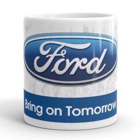 Ford logó bring on tomorrow felirattal kék sávos márvány mintás egyedi neves 360 fokos mintás bögre