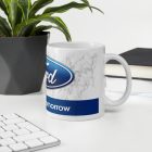 Ford logó bring on tomorrow felirattal kék sávos márvány mintás egyedi neves 360 fokos mintás bögre